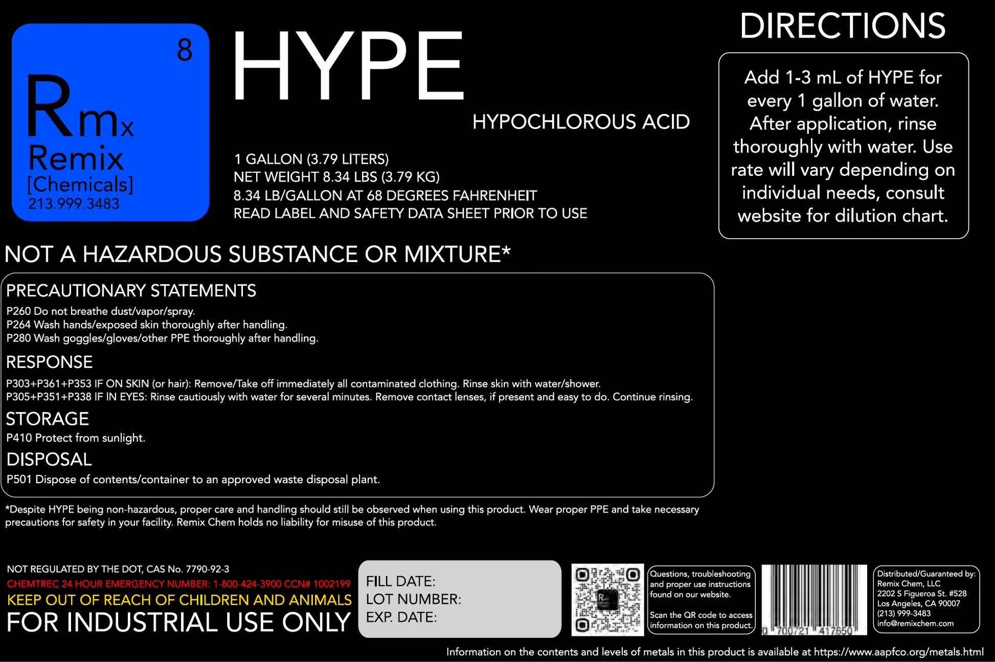 CLEAN HYPE HYPOCHLOROUS ACID HOCL 